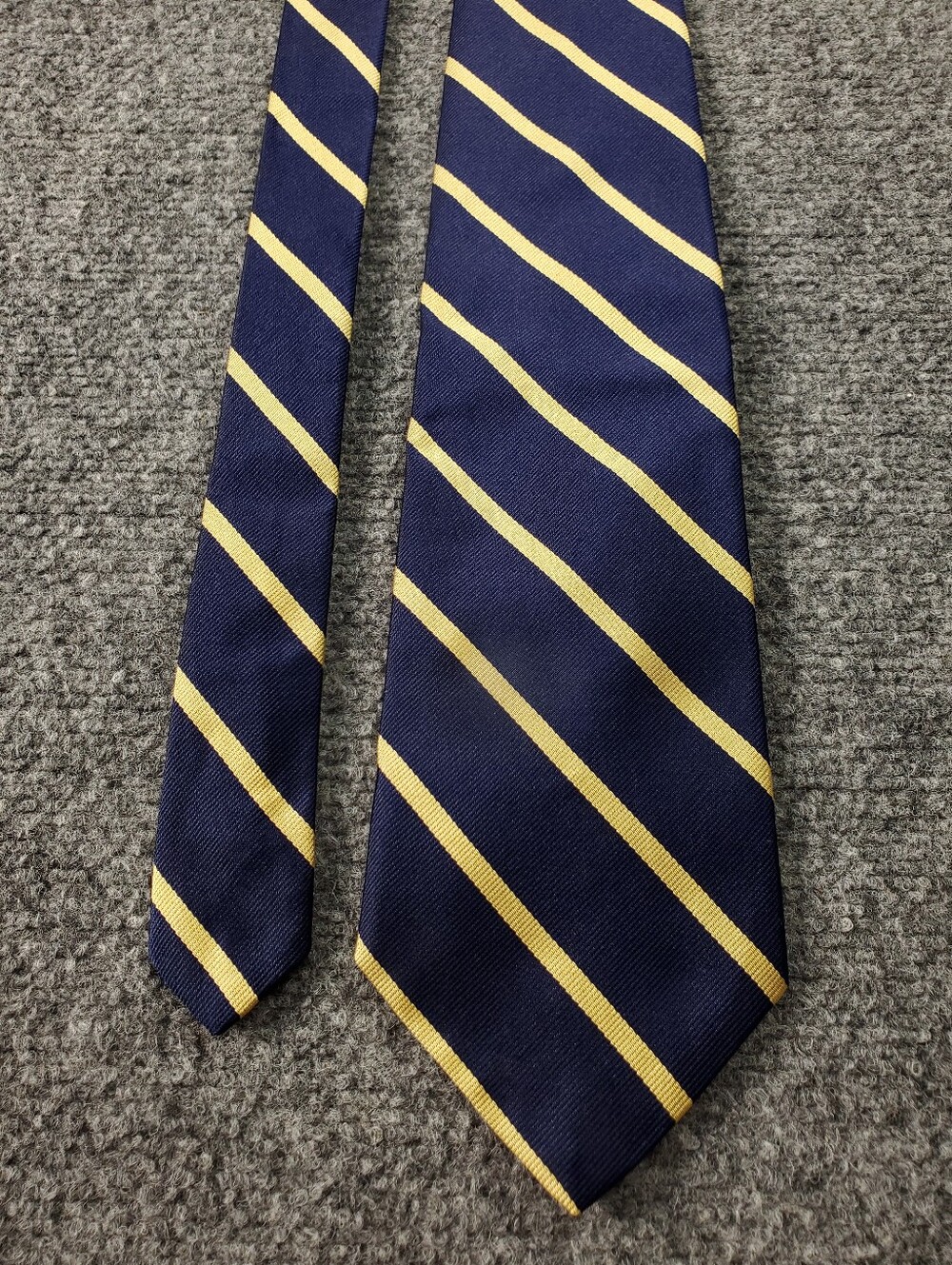 Brooks Brothers Makers Tie Repp Striped Navy Blue Gold Woven Silk Preppy Ivy